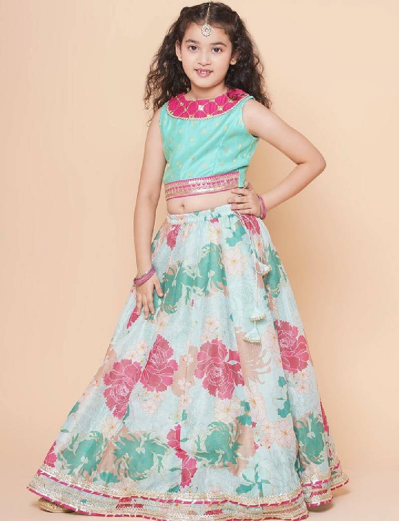 Girls printed gotta patti ready to wear lehenga & blouse with dupatta