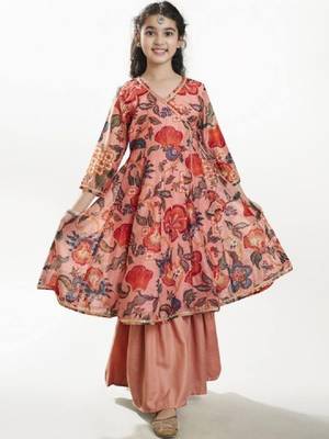 Girls floral printed a-line kurta with sharara 4