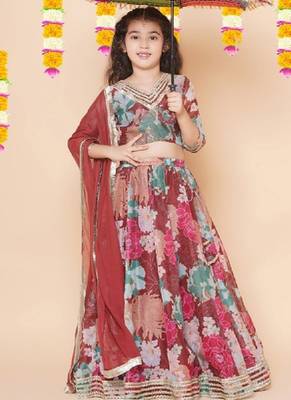 Girls printed ready to wear lehenga & blouse with dupatta 1