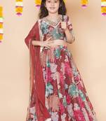Girls printed ready to wear lehenga & blouse with dupatta
