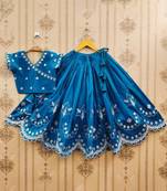 Girls floral embroidered silk zari ready to wear lehenga & blouse with dupatta