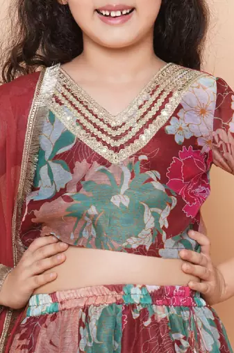 Girls printed ready to wear lehenga & blouse with dupatta