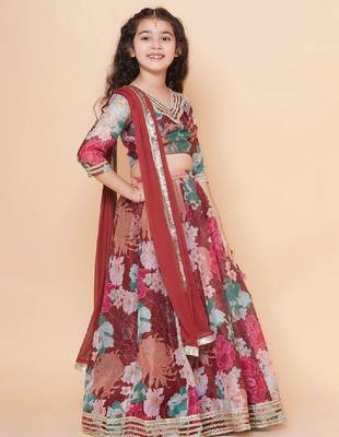 Girls printed ready to wear lehenga & blouse with dupatta 3