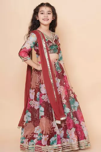 Girls printed ready to wear lehenga & blouse with dupatta