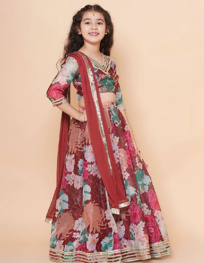 Girls printed ready to wear lehenga & blouse with dupatta