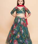 Girls floral printed sequined ready to wear lehenga & blouse with dupatta