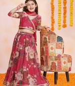 Girls printed sequined ready to wear lehenga & blouse with dupatta