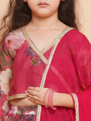 Girls printed sequined ready to wear lehenga & blouse with dupatta 2