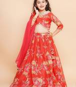 Girls floral printed sequined ready to wear lehenga & blouse with dupatta