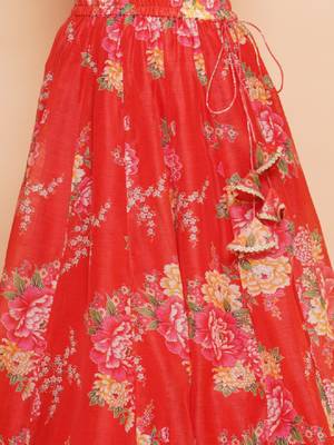Girls floral printed sequined ready to wear lehenga & blouse with dupatta 3