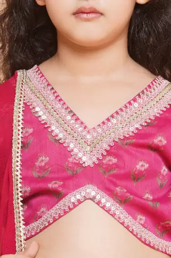 Girls printed ready to wear lehenga & blouse with dupatta