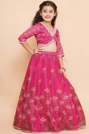 Girls printed ready to wear lehenga & blouse with dupatta