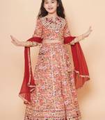 Girls floral printed ready to wear lehenga & blouse with dupatta