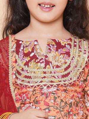 Girls floral printed ready to wear lehenga & blouse with dupatta 2