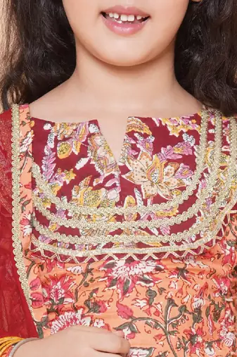 Girls floral printed ready to wear lehenga & blouse with dupatta