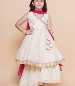 Girls woven design angrakha gotta patti kurta with sharara & dupatta