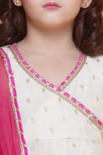 Girls woven design angrakha gotta patti kurta with sharara & dupatta