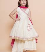 Girls woven design angrakha gotta patti kurta with sharara & dupatta