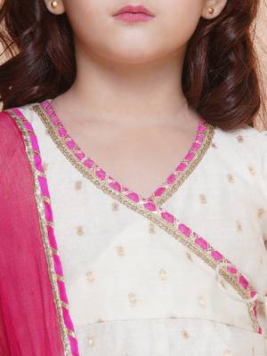 Girls woven design angrakha gotta patti kurta with sharara & dupatta 2