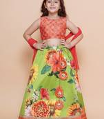 Girls embroidered mirror work ready to wear lehenga & blouse with dupatta