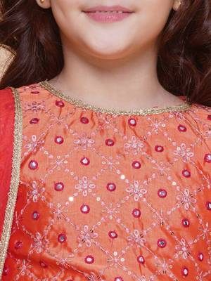 Girls embroidered mirror work ready to wear lehenga & blouse with dupatta 2