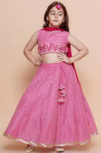 Girls embroidered ready to wear lehenga & blouse with dupatta