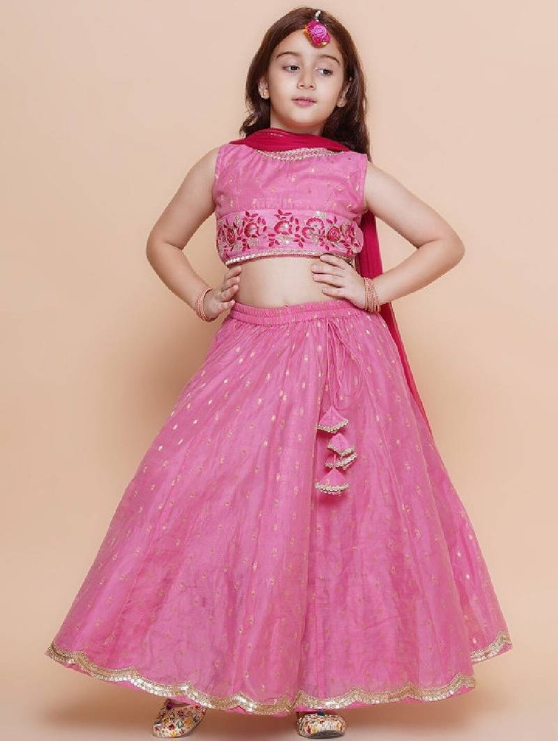 Girls embroidered ready to wear lehenga & blouse with dupatta
