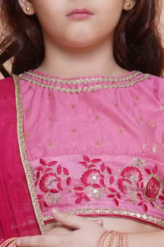 Girls embroidered ready to wear lehenga & blouse with dupatta