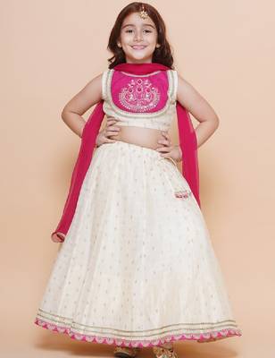 Girls embroidered ready to wear lehenga & blouse with dupatta 1