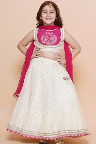 Girls embroidered ready to wear lehenga & blouse with dupatta