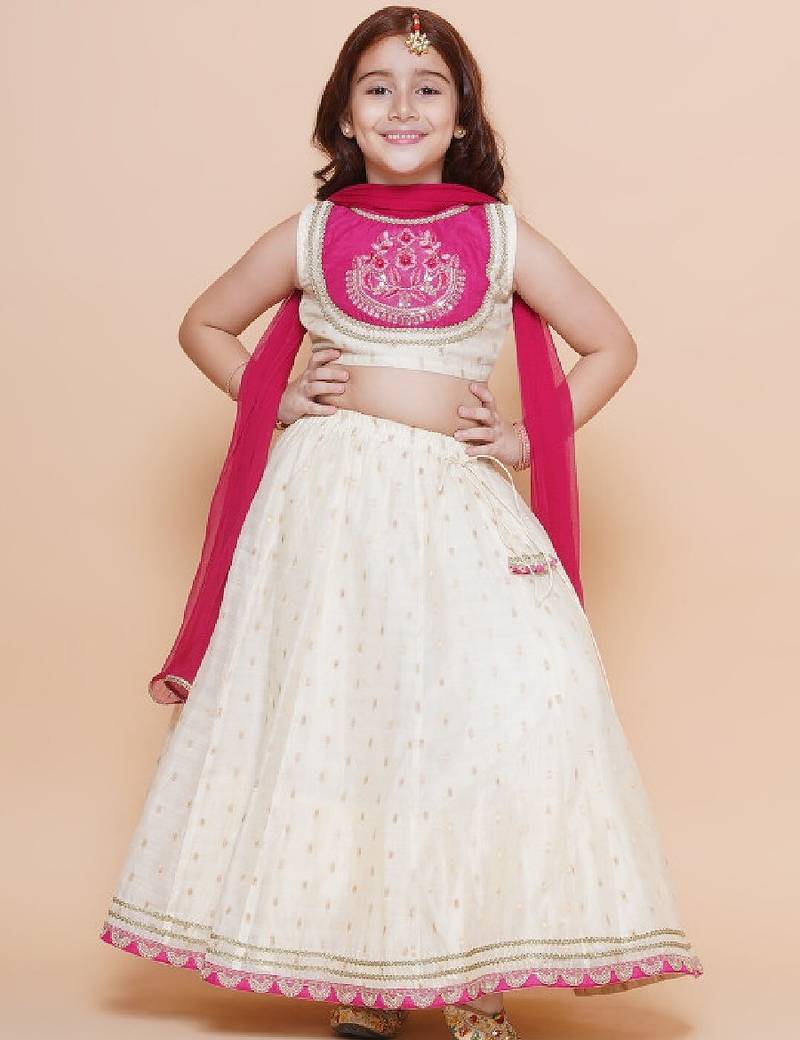 Girls embroidered ready to wear lehenga & blouse with dupatta