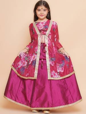 Girls floral printed gotta patti ready to wear lehenga with choli & shrug 1