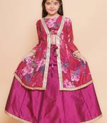 Girls floral printed gotta patti ready to wear lehenga with choli & shrug