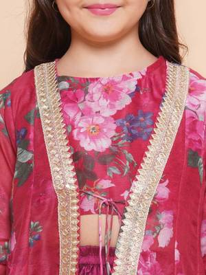 Girls floral printed gotta patti ready to wear lehenga with choli & shrug 2