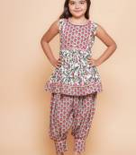 Girls floral printed pure cotton anarkali kurta with harem pant