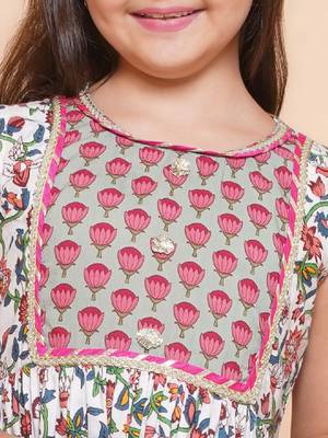 Girls floral printed pure cotton anarkali kurta with harem pant 2