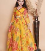Girls printed v-neck sequinned ready to wear lehenga & blouse