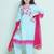 Girls floral embroidered sequinned anarkali kurta with trousers & dupatta