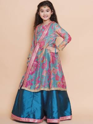 Girls floral printed ready to wear lehenga & blouse with shrug 4