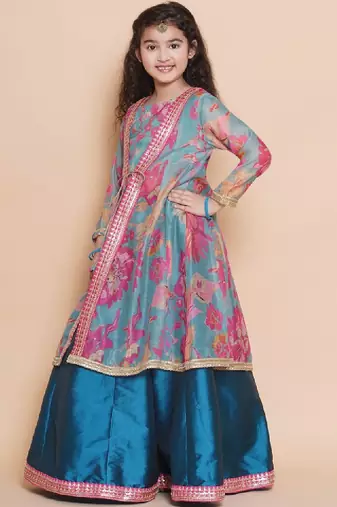 Girls floral printed ready to wear lehenga & blouse with shrug