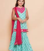 Girls ethnic motifs printed gotta patti straight kurti set