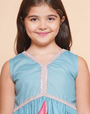 Girls floral printed empire gotta patti a-line kurta with sharara 2