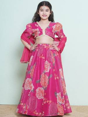 Girls printed gotta patti ready to wear lehenga & blouse with dupatta 1