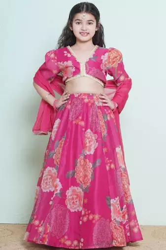 Girls printed gotta patti ready to wear lehenga & blouse with dupatta