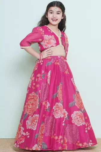 Girls printed gotta patti ready to wear lehenga & blouse with dupatta