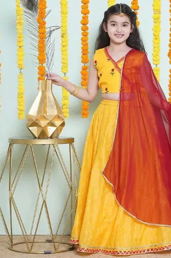 Girls embroidered gotta patti ready to wear lehenga & blouse with dupatta