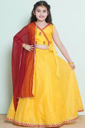 Girls embroidered gotta patti ready to wear lehenga & blouse with dupatta