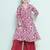 Girls floral printed angrakha pure cotton anarkali kurta with palazzos