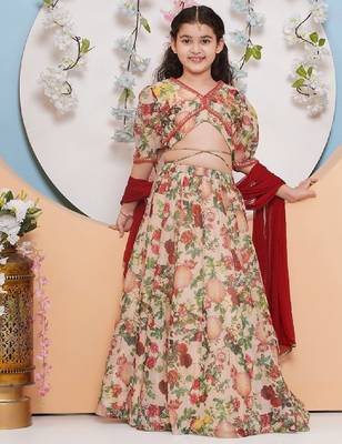 Girls printed ready to wear lehenga & blouse with dupatta 1