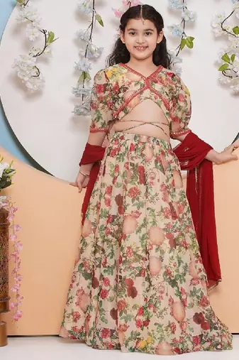 Girls printed ready to wear lehenga & blouse with dupatta